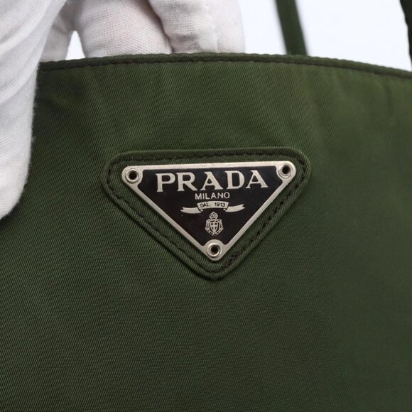 PRADA Tote Bag Nylon Khaki Silver Auth - Picture 8 of 15